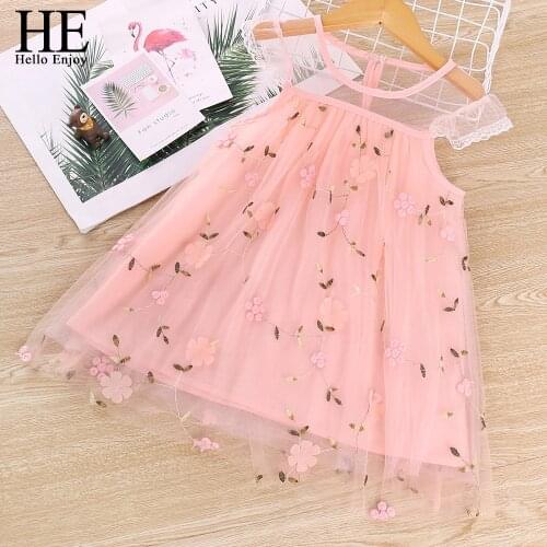 HE Hello Enjoy Girls Dresses 2020 New Summer Kids Clothes Flower Princess Dress Children Summer Clothing Baby Casual Wear Dress