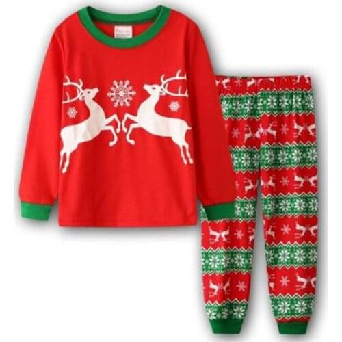 Cotton Long Sleeve Childrens Pajamas Sets Christmas Nightwear for The Boys Sleepwear Pyjamas Girls Baby Clothes Suit 2T-7T
