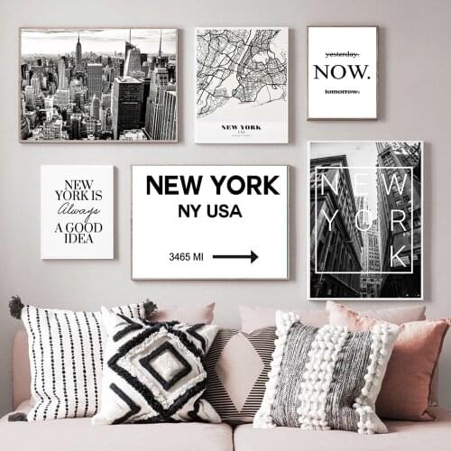 American Style New York City Map Canvas Paintings Building Photo Wall Art Pictures Posters and Prints for Living Room Home Decor