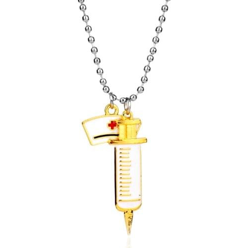 Nurse Hat Syringe Necklace for Women Pendant Choker Jewellery Necklaces for Teen Girls