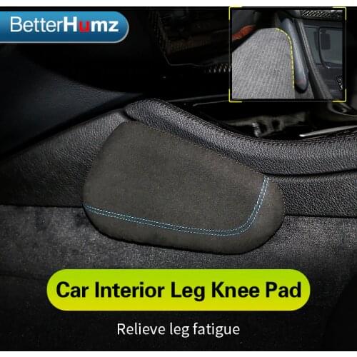 BETTERHUMZ Interior Leather Leg Cushion Knee Pad Thigh Support Car Styling for Audi A4 A3 A5 A6 Q3 Q5 Q7 TT A1 RS Accessories