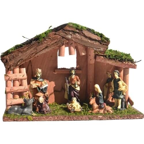667A Miniature Nativity Scene Statue Christmas Baby Jesus Figurine Resin Ornament