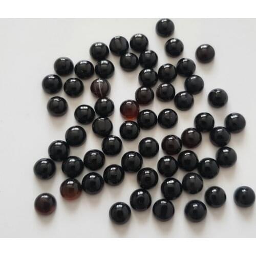 Fashion 50pcs/lot black onyx Natural Stone Beads high quality round cabochon bead for ring DIY jewelry making accessories 6MM