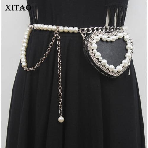 XITAO Fashion New Women Waist Packs Pearl Metal Chain Decorate Multifunction Can Diagonal Span Waist Packs All-match WMD2584
