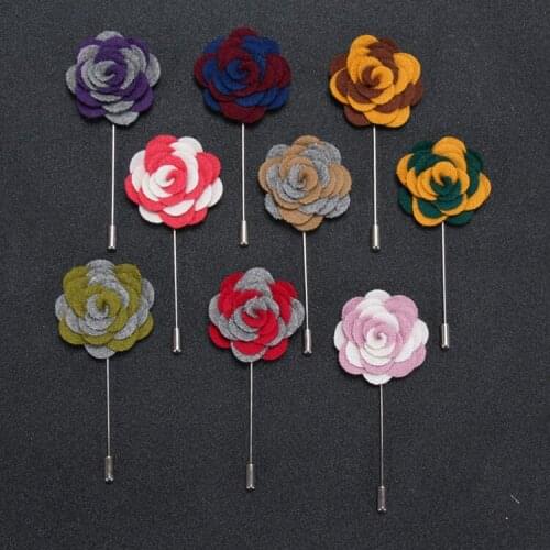 New Handmade Hotsale Elegant Fabric Flower Brooches Pin Men Suit High Quality Fashion Jewelry Stylish Accessories