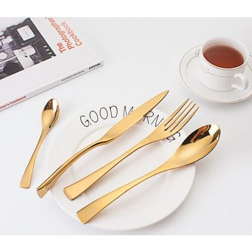 Wholesale extra good price Luxury Stainless Steel Dinnerware gold plated Cutlery wedding gift set