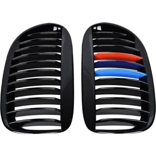 Car Front Kidney Grilles Polystyrene For BMW E63 E64 650i 645Ci M6 Coupe/Convertible 2004-2010 Gloss Black Grilles