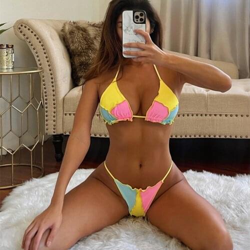 VIKINII 2021 Sexy Bikinis Set Female Swimwear Triangle Patchwork Swimsuits Summer Beachwear Women Bathers Bathing Suits