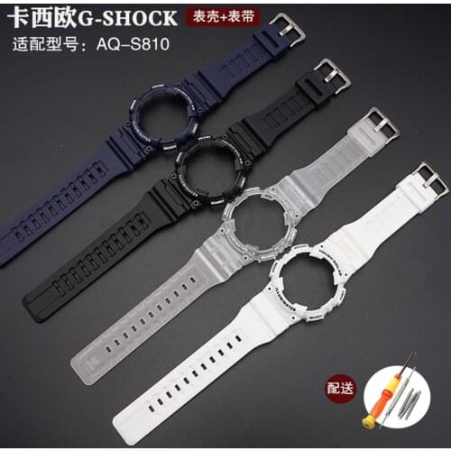 Silicone Transparent Case for Casio AQ-S810W AQ-S810 Sport Waterproof Watch Band Replacement Bracelet Protective Bezel With Tool