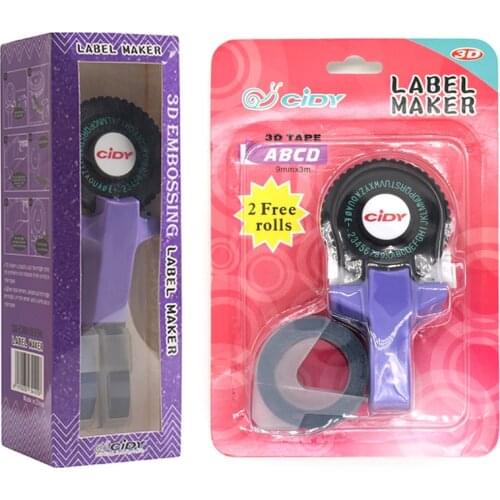 Purple Cidy C101 Manual Label Makers for 9mm 3D Embossing Plastic Label Tapes Mini Handhold Typewriter Replacement of Motex E101
