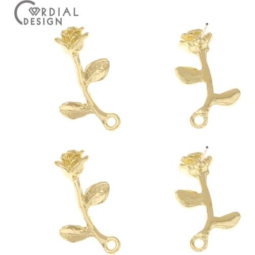 Cordial Design 100Pcs 15*27MM Jewelry Accessories/Earrings Stud/Flower Shape/Hand Made/Jewelry Findings & Components/DIY Making