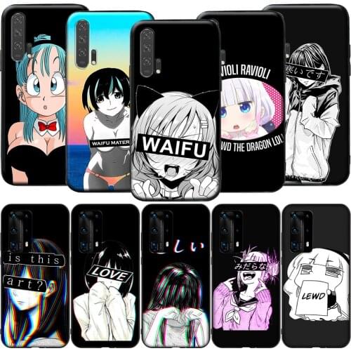 GX122 LEWD Sad Japanese Anime Aesthetic Silicone Case for Huawei P9 P10 P20 P30 P40 Y6 2018 Y7 Y9 Lite Pro Max Prime Mini