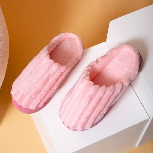 Soft Plush Cotton Cute Women Slippers Shoes Couple Unisex Non-Slip Floor Indoor Home Furry Slippers Men Shoes For Bedroom