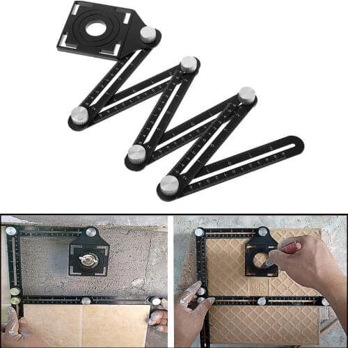6 Folding Ruler Tile Hole Positioning Multi Template Angle Rulers w/ Drill Guide Woodworking Measuring Tool wood working tool
