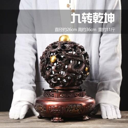 36CM - TOP efficacious Protection Footballer player Business GOOD luck FENG SHUI Mascot # home QIAN KUN dragon bronze statue
