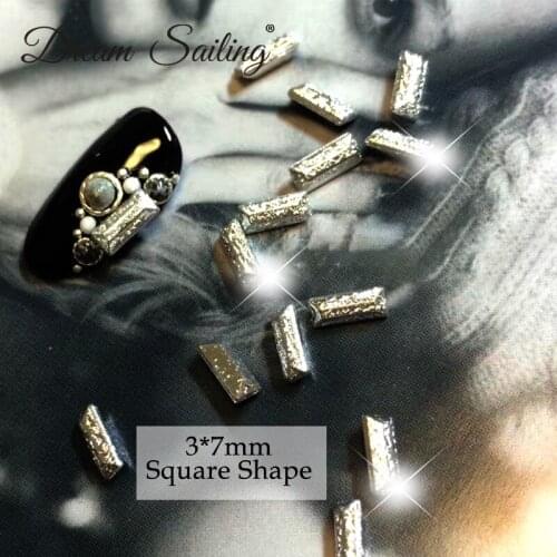 Nail Art Decoration 3D Square Shapes Wrinkled Golden Silver Champagne DIY Rhinestones New Year Gift Christmas Nail Accessories