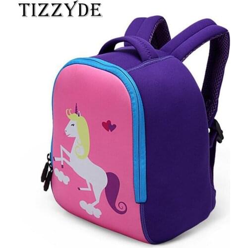 TIZZYDE 2018 Unicorn Children Cartoon School Backpack Female High Quality 1-6 Years Old Boys And Girls Neoprene Material CWZ01
