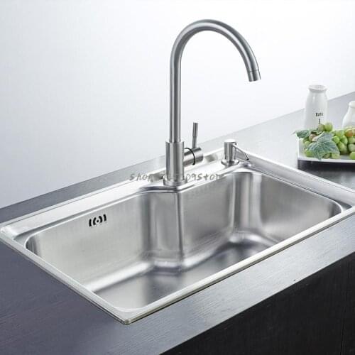 Sink Single Tank Kitchen Thickened 304 Stainless Steel Large Single Tank Integrated Sink Basin Set