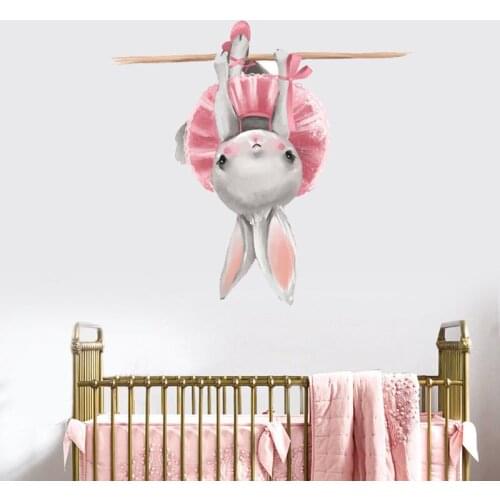 Balloon Rabbit Cartoon Wall Stickers for Baby Room Door Decoration Stickers Child Room Decor Waterproof Vinyl Wall Decal Kawaii