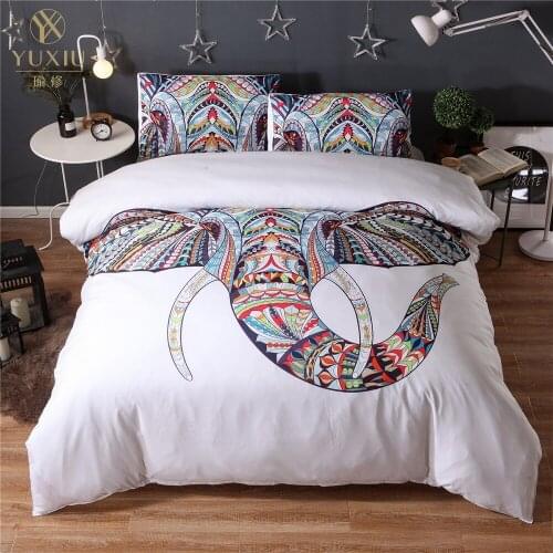 YuXiu Classic Elephant 3D Bedding Sets Animal Duvet Cover Set Black Bed Linen Quilt Covers 3Pcs Twin Full Queen King Single