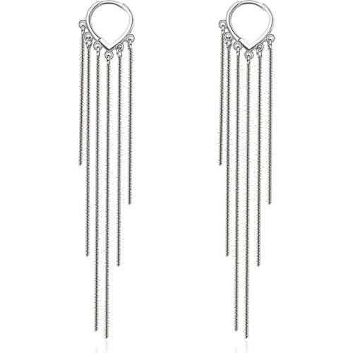 925 Sterling Silver New Long Tassel Heart-shaped Earrings Female Korean Elegant Fashion Classic Earrings Jewelry Gift