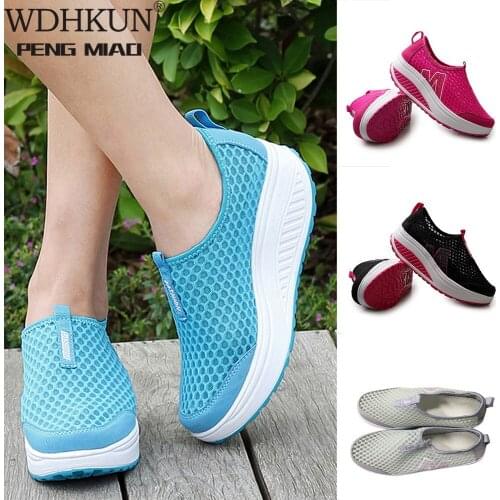 Shoes Women Mesh Flat Shoes Sneakers Platform Shoes Women Loafers Breathable Air Mesh Swing Wedges Shoe Breathable Flats#PY25