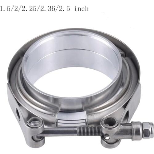 1.5/2/2.25/2.36/2.5 inch V-Band Clamp Stainless Steel Exhaust Downpipe Clamp Flat Flange Assembly Car Accessories