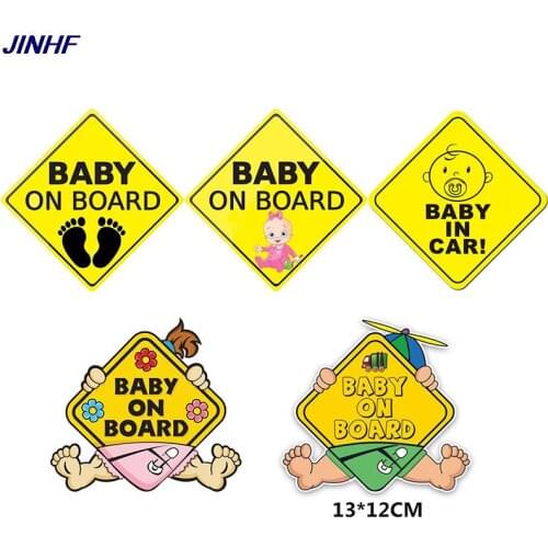 1pc Baby On Board SAFETY Car Window Stickers Yellow REFLECTIVE Warning Sign 12-14CM