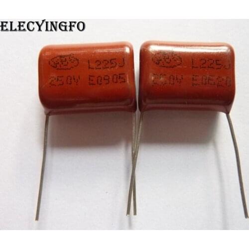 10pcs CBB 225 250V 225J CL21 2.2uF 2200nF P20 Metallized Polypropylene Film Capacitor