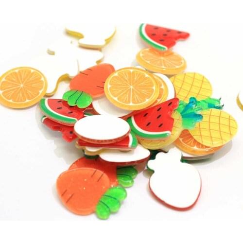 100/50pc Realistic Carrot Lemon Pineapple Watermelon Banana Fruit Slice Cabochons Flatback Fruit Slice Cabs Dollhouse Food Minia