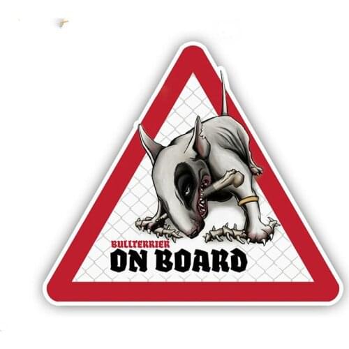 12cm x 10.5cm Bullterrier Dog Car Stickers Dog on board Decals Pet Dog Decal Dog Warning Sign Humorous Stickers