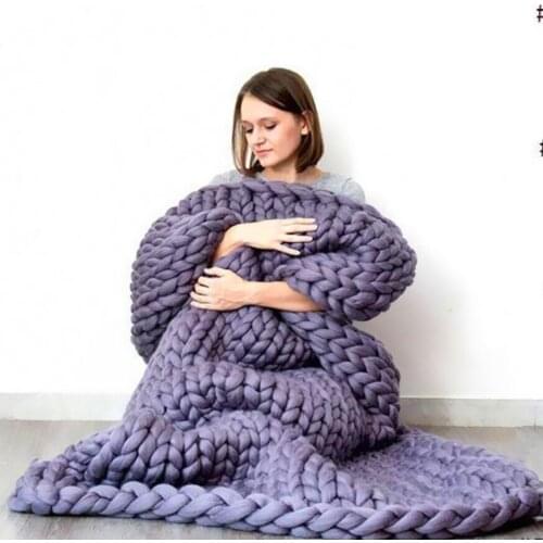 19 Colors Large Soft Hand Chunky Knitted Plaids blanket for Winter Bed Sofa Plane Thick Yarn Knitting Throw Sofa Cover Blanket