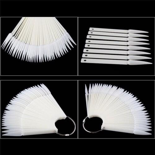 40 Pcs/Set White Clear False Nail Tips Display Board Fan Shaped Polish Color Card Manicure Nail Art Practice Show Display Tools