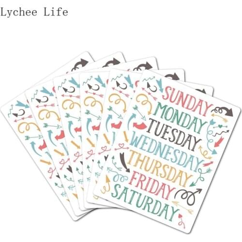 Lychee Life 5Sheets/Pack Monday to Sunday 7 Days Scrapbooking Paper Sticker For Notebook Diary Decorative Stickers Label