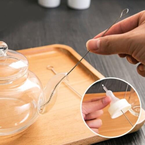 5pcs Stainless Soft Hair Suction Glass Tube Cleaner Brushes Tools Fish Tank Straw Bottle Cleaning Brush