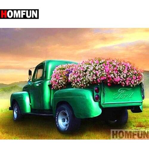 HOMFUN Full Square/Round Drill 5D DIY Diamond Painting "Flower truck" Embroidery Cross Stitch 5D Home Decor Gift A13937