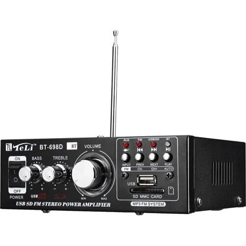 BT-698D HIFI Car Bluetooth Digital Amplifier Audio Power Stereo Amplifiers Home FM Radio Subwoofer Equipment With Remote Control