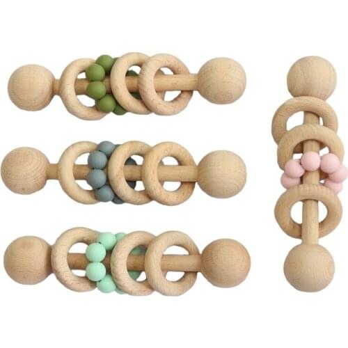 Beech Rattle Baby Teeth Bite Toy Baby Molars Teether Silicone Beads Silicone Teething Beads Teether
