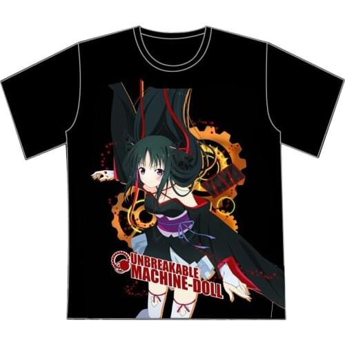 Japanese Anime Black T shirt Tops Unbreakable Machine Doll Yaya Kawaii Summer style Women T-Shirt Men Casual Short Sleeve Tshirt