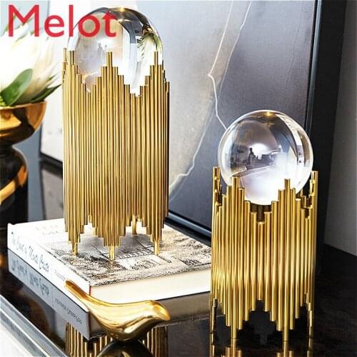 Creative Crystal Ball Wine Cabinet Decoration Model Home Modern Light New Luxury Decoration Chinese Room Office Metal Love
