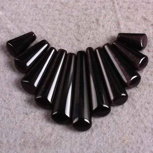 SUNYIK Cats Eye Stone Loose Beads,Bar Shileds Beads,for Jewelry Making,Top Drilled,11Pcs/Set