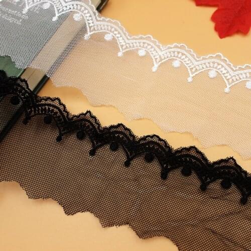 Free shipping 6cm Black and White Embroidered Mesh Lace Trim / DIY Handmade Fabiric/ Clothing Accessories
