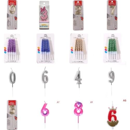 Multi Styles Shinning Digital Birthday Candles Big Cake Candles Decoration Smokeless Birthday Number Cake Topper Decoration