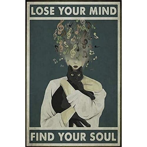 Fashion Music Cat Poster, Warning Metal Tin Sign