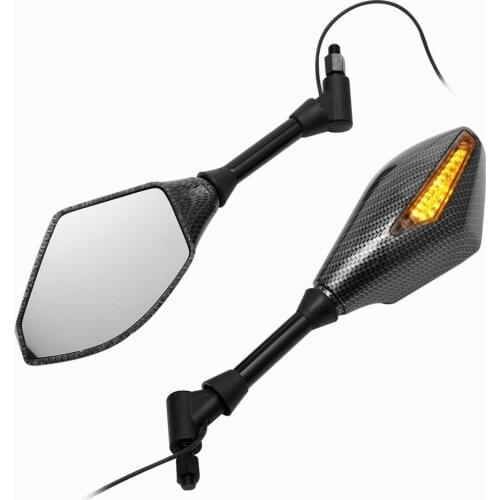 Motorcycle Rear View Rearview Mirrors with LED Turn Signal Lights 8mm 10mm For Suzuki Honda For Kawasaki BMW Yamaha