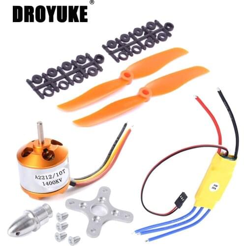 Droyuke A2212 2212 1400KV Brushless Motor 30A ESC Motor Mount 8060 Propellers for RC Fixed Wing Plane Helicopter