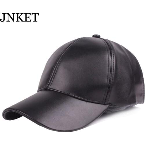 JNKET Men and Womens PU Leather Baseball Cap Snapback Hat Outdoor Sports Sunhat Adjustable Hat Casquette Gorras Baseball