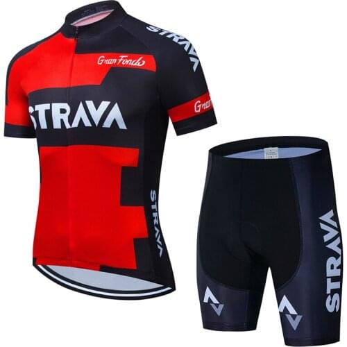 Men Cycling Jersey Set Bib Shorts Set 2021 Summer Mountain Bike Bicycle Suit Anti-UV Bicycle Team Racing Uniform Clothes STRAVA