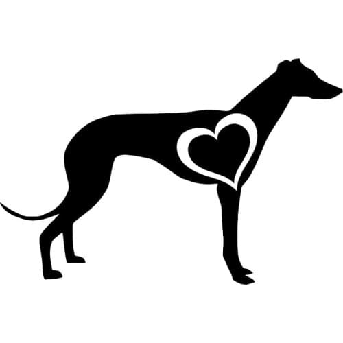 15.2*9.9CM Greyhound Love Heart Car Stickers Creative Reflective Decals Car Styling Accessories Black/Silver S1-0287