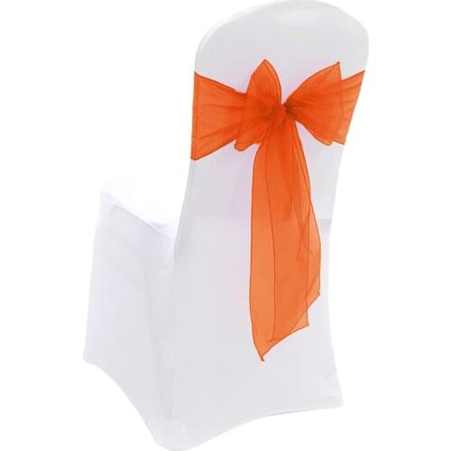 100% New Orange Wedding Party Banquet Chair Organza Sash Decoration Supplies - FREE SHIPPING